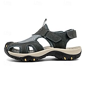 voordelige Buitensandalen-Bruine gesloten heren outdoor wandelsandalen met ademend mesh bovenwerk, gevoerde zool, avontuurlijke stijl voor volwassenen, geschikt voor bergpaden, boswandelingen, zomerkamperen