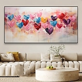 cheap Floral/Botanical Paintings-Mintura Handmade Heart Chart Press Oil Paintings On Canvas Wall Art Decoration Modern Abstract Picture For Home Decor Rolled Frameless Unstretched Painting