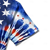 levne Vlajkový vzor-Den nezávislosti Pánské Americká americká vlajka Tie Dye tisk Vlastenec Košile Letní košile Košile na knoflíky Krátký rukáv Móda pro volný čas Dovolená Léto Jaro Přehnutý 3D tisk košile s límečkem