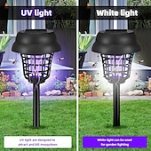 economico Illuminazione vialetto-Lampada repellente per insetti, impermeabile, con luce solare, per esterni, per interni ed esterni, per giardino, patio, luce viola e bianca.