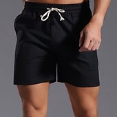 economico Classico-Per uomo Shorts Shorts di Lino Pantaloncini Estivi Shorts da Spiaggia Tasca Coulisse Elastico in vita Semplice Comodità Traspirante Corto Vacanza Ferie Spiaggia Hawaiano Boho Nero Bianco