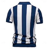 economico Polo Elite da Uomo-Per uomo Polo Maglione polo lavorato a maglia Formale Lavoro Collo ripiegato Manica Corta Confortevole Stile Vecchio Denaro A righe Strisce verticali Stripe-Trim Righe Primavera Nero Giallo Blu marino