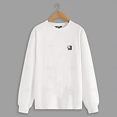 voordelige Heren Elite Hoodies &amp; Sweatshirts-Voor heren Sweatshirt Wit Strakke ronde hals Effen Afdrukken Casual Dagelijks Sport Andere prints Basic Sportschoenen Herfst Winter Kleding Hoodies Sweatshirts Lange mouw