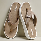 cheap Vacation Sandals-Men&#039;s Black Thick Sole Flip Flops with Soft Footbed and Fashion Strap Design for Adults Comfortable Summer Slippers for Beach Vacation Poolside Lounge Daily Shower Use
