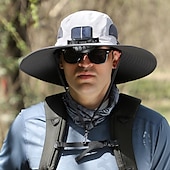 tanie Wentylatory-czapka z wentylatorem solarnym unisex kapelusz przeciwsłoneczny na zewnątrz z wbudowanym wentylatorem solarnym, szerokim rondem, ochrona UPF kapelusz typu bucket na wędrówki wędkarskie plażę