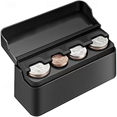 cheap Car Organizers-Car Coin Holder Organizer – Spring-Loaded Coin Storage Box for Penny, Nickel, Dime, Quarter – Compact Dashboard Change Holder for Cars, Trucks, SUVs