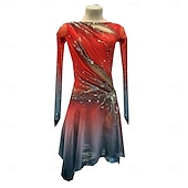 levne Šaty na krasobruslení-Šaty na bruslení Dámské Dívčí Buz Pateni Šaty Červená Díra na palec zářivé barvení Vysoká pružnost Profesionální Soutěž Bruslařské oblečení Zahřívací Křišťál a napodobenina Dlouhý rukáv Bruslen