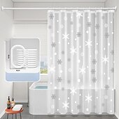 お買い得  シャワーカーテン-PEVAシャワーカーテンパターン印刷バスカーテン防水カビ防止、フック付き180x180cm 70&quot;x70&quot; 200cm長