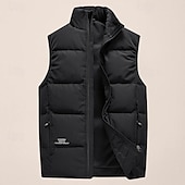 abordables Gilets-Homme Gilet en duvet Quotidien Occasionnel Printemps &amp; Automne Avec Poches Polyester Confortable Couleur Unie Fermeture éclair Col montant Noir Rose Claire Rouge Violet Gilet