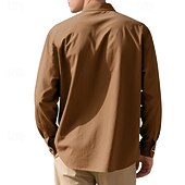 economico Camicie di lino-Per uomo Camicia Camicia di lino Camicia casual Camicia con Bottoni Camicia di cotone Semplice Vacanza Camicia hawaiana Nero Bianco Rosa Viola Manica Lunga Colletto alla coreana Primavera Autunno