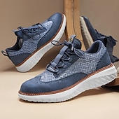 economico Sneakers Casual-scarpe da ginnastica da uomo blu in maglia con lacci, design elegante e suola ammortizzata per camminare, correre e l'uso quotidiano