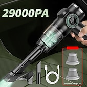 levne Vysavače-Bezdrátový vysavač do auta s výkonným sacím výkonem 29 000 Pa, přenosný ruční mokro-suchý čistič 5 v 1 s dvojitým použitím a nástavci