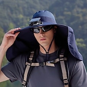 economico Fari anteriori-Cappello da pescatore a tesa larga con ventola solare - 1 pezzo, scialle protettivo per il collo, protezione solare, traspirante e rinfrescante, perfetto per campeggio estivo, escursioni e avventure di pesca