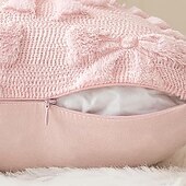 billige Trender innen puter-Fløyelsbroderi Rosa dekorative kastputer Deksel 1 stk Myk kvadratisk sofaputepute til soverom stue sofa stol