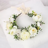 billige Tilbehør til hårstyling-bohemsk hårtilbehør skogsblomst bryllupspannebånd grøntområder blomsterkrone krans fotorekvisitt