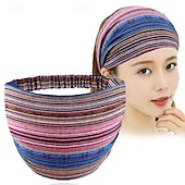 cheap Hair Styling Accessories-Boho Headbands for Women Girls Wide Hippie Hair Accessories Colorful Stripe Head Bands for Women&#039;s Hair Fashion Hairbands Turban Headwraps Non Slip