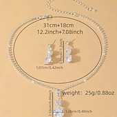 abordables Parures de Bijoux-Ensembles de bijoux de mariée 1 ensemble de boucles d&#039;oreilles en zircon et strass, collier pour femmes, ensemble de bijoux élégant et doux pour fête de mariage