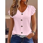 ieftine Top simplu-Pentru femei Camisole Tank Top Simplu Elegant Casual Fără manșon În V Topuri obișnuite Zilnic Concediu Dantelă Alb Galben Roz Îmbujorat Albastru piscină Gri Vară Primăvară