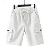 economico Pantaloncini casual-Per uomo Pantaloncini cargo Shorts Pantaloncini Estivi Coulisse Elastico in vita Multi-tasche Semplice Comodità Indossabile Lunghezza al ginocchio All&#039;aperto Sport Quotidiano Moda Casual Nero Bianco