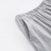 billiga Sov botten-Herr Vardagsklädsel Pyjamasshorts Slät Mode Klassisk Ledigt Hem Dagligen Säng Bomull Komfort Andningsfunktion Mjuk Shorts Elastisk midja Sommar Svart Blå