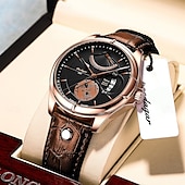 economico Orologi meccanici-Orologio da uomo, moda, lusso, sportivo, orologio da polso da uomo, impermeabile, luminoso, in pelle, con data, al quarzo.