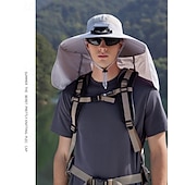 economico Fari anteriori-Cappello da pescatore a tesa larga con ventola solare - 1 pezzo, scialle protettivo per il collo, protezione solare, traspirante e rinfrescante, perfetto per campeggio estivo, escursioni e avventure di pesca