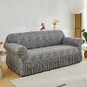 abordables Funda de sofá-Funda de sofá de 1 pieza con volante, moderna, elástica, ajustada, con detalles elásticos, lavable a máquina, con impresión reactiva, adecuada para sillones, sofás dobles, triples y cuádruples.