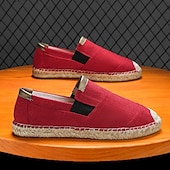 economico Slip-ons e mocassini da uomo-scarpe espadrillas slip-on da uomo rosse con suola in juta - scarpe estive comode e alla moda per l&#039;uso quotidiano
