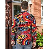 cheap Tops-Retro Vintage Boho 1970s Shirt Hippie Tribal African Pattern Fancy Dress Men's Halloween Carnival Street Dance Retro Theme Party Festival Adults' Shirt
