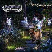 cheap Pathway Lights &amp; Lanterns-1/2 Pcs Solar Angel Lights Garden Pile Light LED Angel Solar Landscape Lawn Light for Cemetery Grave Memorial Gift Christmas Lawn Yard Walkway Landscape Decoration