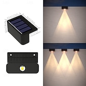 tanie Kinkiety zewnętrzne-4/8 sztuk lamp solarnych LED na ścianę zewnętrzną IP65 wodoodporna lampa ścienna do domu, ogrodu, schodów, ogrodzenia, basenu, ogrodu, oświetlenia dekoracyjnego