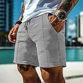 economico Pantaloncini casual-Per uomo Pantaloncini Waffle Shorts Pantaloncini Estivi Pantaloncini casual Tasca Coulisse Elastico in vita Semplice Comodità Traspirante Corto All&#039;aperto Vacanza Canotta sportiva Casual Nero Bianco