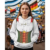 halpa Hoodies-Hoodie Print Casual Bavarian Bishop Sleeve Front Pocket Graphic for Women's Adults' 3D Print  for Carnival Oktoberfest Beer Vacation Party
