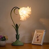 abordables lampe de chevet-Lanterne à fleurs moderne en verre soufflé, lampe de chevet, veilleuse, 4 modes de couleur, intensité variable, pour chambre à coucher, salon, culot E27