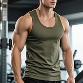 cheap Tank Tops-Men&#039;s Tank Top Vest Top Undershirt Sleeveless Shirt Sleeveless Crew Neck Summer Plain Fashion Designer Basic Classic Vacation Street Going out Black White Wine Top Tee for Men