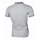  Herren Gestreift Polo Golfshirt Kurzarm Revers Mode Lässig Outdoor Sport Täglich Knöpfe Spleißen Sommer Weiß Rote Marineblau