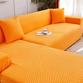 preiswerte Sofabezug-Stretch-Sofabezug, Schonbezug, Jacquard, elastisch, Sofagarnitur, Sessel, Loveseat, 4- oder 3-Sitzer, L-Form, grau, botanische Pflanzen, weich, strapazierfähig, waschbar