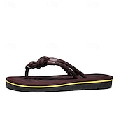 billiga Semester Sandaler-Herrbruna flip-flops i repstil med vadderad sula – bohemiskt inspirerade sommarsandaler för kustpromenader, stränder och vardagsbruk