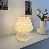 abordables lampe de chevet-Lampe champignon vintage, lampe de chevet en verre avec câble, lampe de table à intensité variable avec ampoule 3 couleurs, lampe de bureau rétro, veilleuse champignon, mini lampe LED pour bureau,