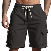 economico Pantaloncini casual-Per uomo Pantaloncini cargo Shorts Pantaloncini Estivi Coulisse Elastico in vita Multi-tasche Semplice Comodità Indossabile Lunghezza al ginocchio All&#039;aperto Sport Quotidiano Moda Casual Nero Bianco