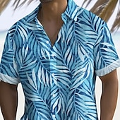 halpa Trooppiset kasvit-Miesten Palmu lehtiä Trooppiset kasvit Havaiji paita Button Up paita Havaijilaispaita Lyhythihainen Havaijilainen Pyhäpäivä Ranta-asut Kesä Kevät Sänkyjen avaus 3D-tulostus kauluspaidat Edessä yksi