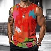 cheap Tank Tops-Men&#039;s Vest Top Undershirt Sleeveless Shirt Sleeveless Crewneck Spring &amp; Summer Shading Fashion Designer Vacation Street Going out Red Orange Green Top Tee for Men