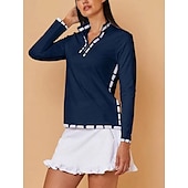 billiga Polos &amp;amp; kvartsdragkedjor-Dam Vandringspolotröja Mörkblå Långärmad Överdelar Golfkläder för damer Kläder Outfits Bär kläder