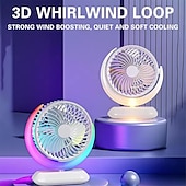 economico Sistemi d’illuminazione per interni-Ventilatore da tavolo con luce notturna a 3 velocità, ventilatore da tavolo portatile, ventilatore ricaricabile tramite USB, mini ventilatore personale, ventilatore silenzioso per camera da letto,