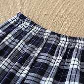 billiga Pyjamas-Herr Sovkläder Pyjamas set Pyjamastopp och byxa 1set Rutig Mode Stylish Klassisk Hem Dagligen Säng Bomull Komfort Mjuk Kavajslag Långärmad Cardigan Byxa Elastisk midja Vår Höst Vit + Svart Marinblå