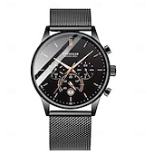 abordables Relojes mecánicos-Reloj de moda para hombre, cronógrafo de acero inoxidable, malla de cuarzo, reloj de pulsera para hombre, resistente al agua, luminoso, fecha, relojes deportivos para hombre.