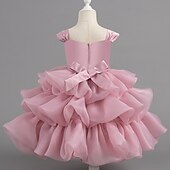 levne Párty šaty-Děti Dívčí Šaty na párty Pevná barva Bez rukávů Svatební Narozeniny Nabírané šaty Zip Kravatový uzel Rozkošný Sladký Polyester Délka ke kolenům Šaty na párty Léto Jaro Podzim Děti Bílá Světlá růžov