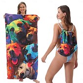 abordables ensembles de serviettes de plage-Serviettes de piscine à séchage rapide, serviettes de plage absorbantes 2 en 1, serviettes de camping pliables dans un sac de rangement, pliables, pour piscine, salle de bain, camping