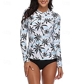 preiswerte Hautausschlagswächter-Damen Rash Guard Badeanzug UV-Sonnenschutz UPF50+ Langarm Bademode Badeanzug Frontreißverschluss Schwimmen Surfen Strand Wassersport Blumenmuster Tropisch Sommer Frühling