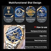 economico Orologi al quarzo-Orologio cronografo di lusso da uomo – orologio da polso al quarzo in acciaio inossidabile impermeabile con quadrante luminoso e datario